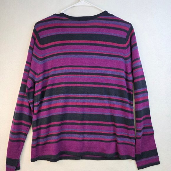 Koret Small Wool Blend Floral Embroidered Cardigan Y2K Purple Vintage Deadstock - Picture 3 of 8